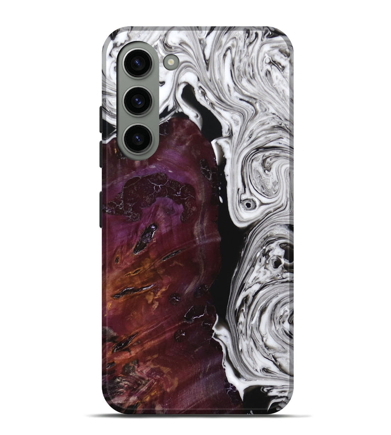 Galaxy S23 Plus Wood+Resin Live Edge Phone Case - Ivy (Black & White, 669120)