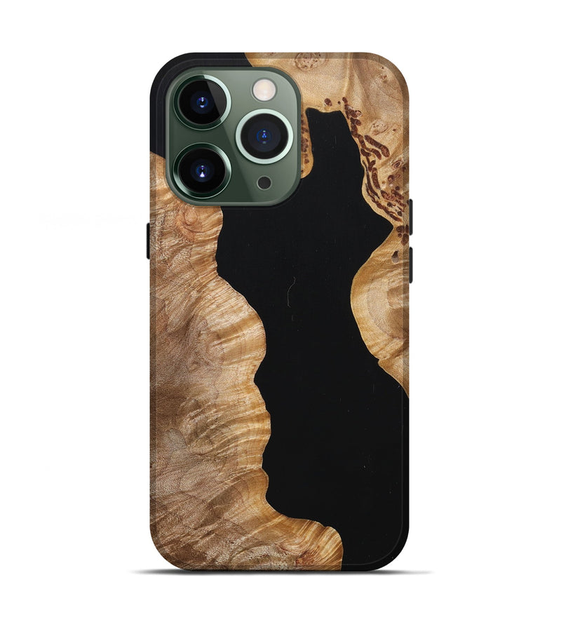 iPhone 13 Pro Wood+Resin Live Edge Phone Case - Susie (Pure Black, 669124)