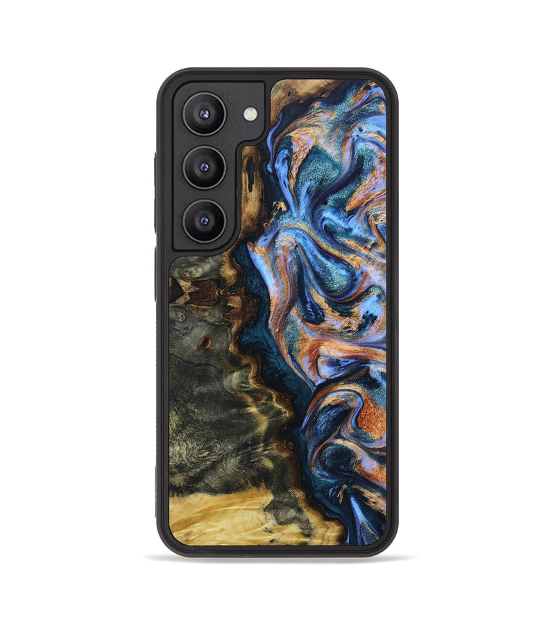 Galaxy S23 Wood+Resin Phone Case - Tatum (Teal & Gold, 669153)