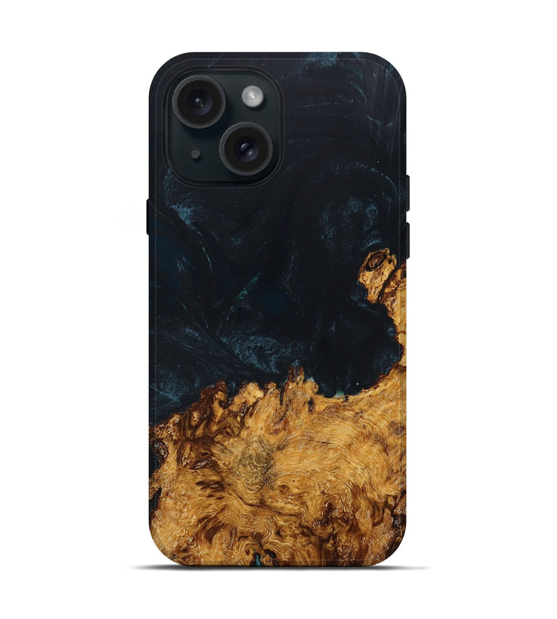iPhone 15 Wood+Resin Live Edge Phone Case - Silas (Green, 669247)