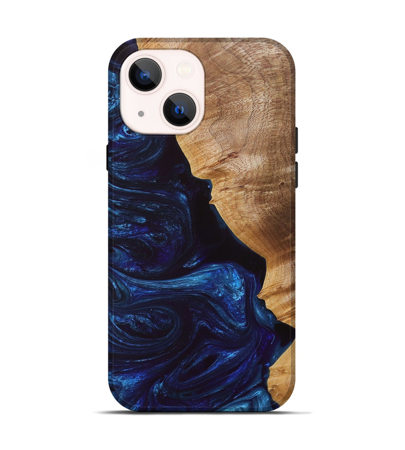 iPhone 14 Wood+Resin Live Edge Phone Case - Kehlani (Blue, 669248)