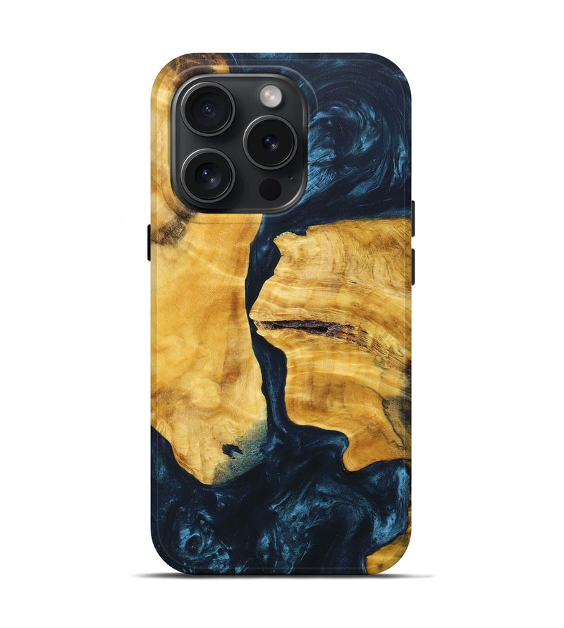 iPhone 15 Pro Wood+Resin Live Edge Phone Case - Raquel (Blue, 669250)