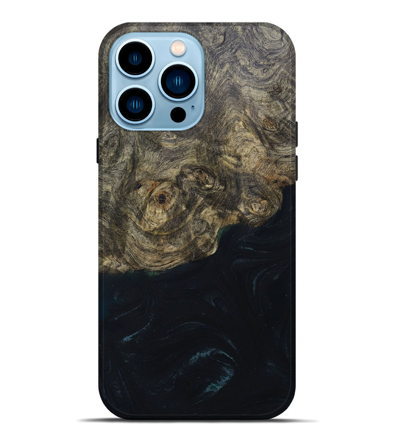 iPhone 14 Pro Max Wood+Resin Live Edge Phone Case - Homer (Green, 669254)