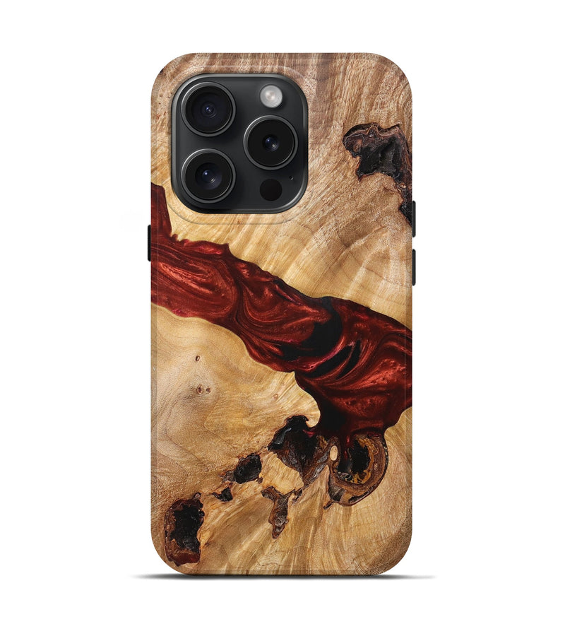 iPhone 15 Pro Wood+Resin Live Edge Phone Case - Todd (Red, 669255)