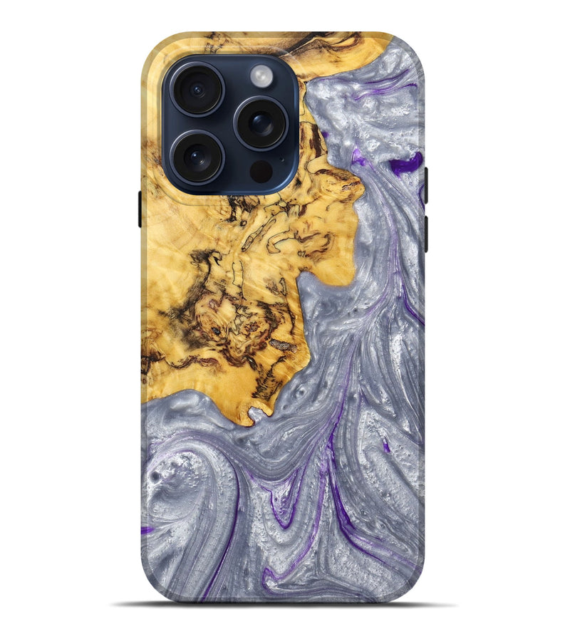 iPhone 15 Pro Max Wood+Resin Live Edge Phone Case - Charlee (Purple, 669261)