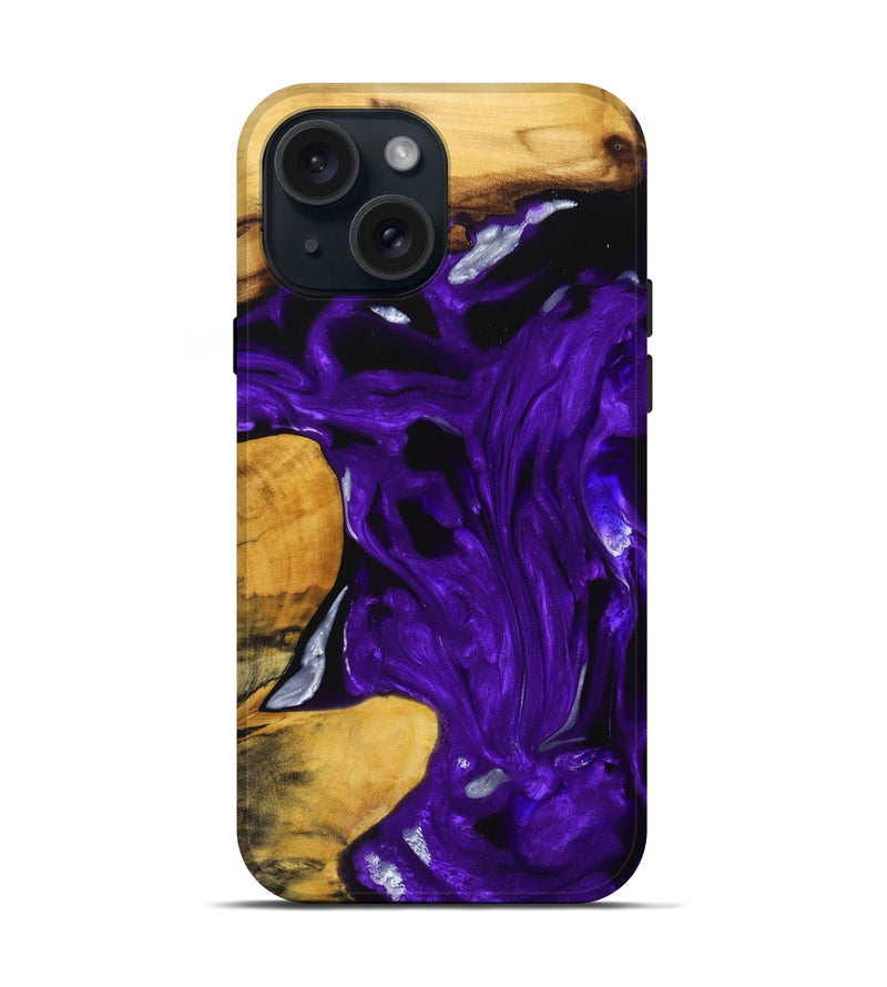 iPhone 15 Wood+Resin Live Edge Phone Case - Lukas (Purple, 669262)