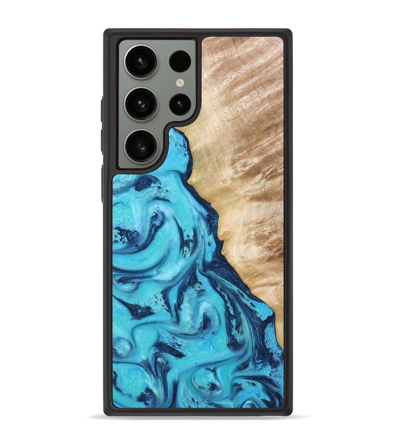 Galaxy S23 Ultra Wood+Resin Phone Case - Terry (Blue, 669380)