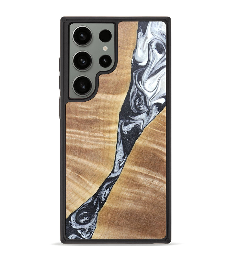 Galaxy S23 Ultra Wood+Resin Phone Case - Elias (Black & White, 669408)