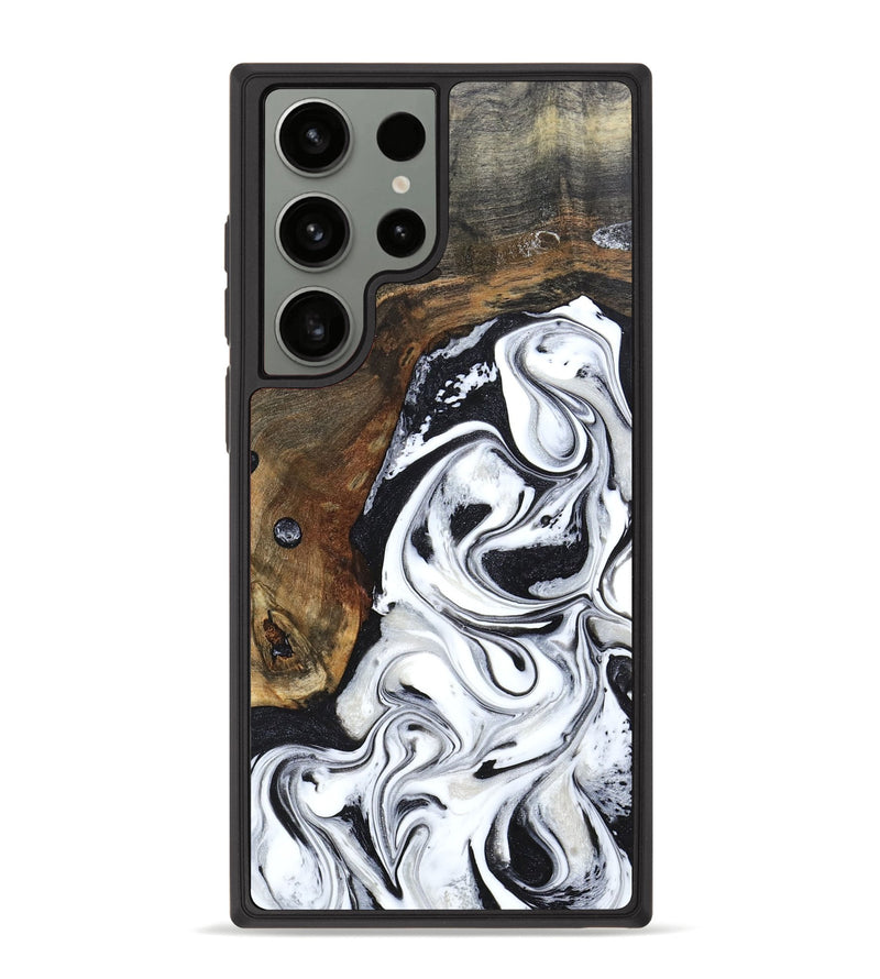 Galaxy S23 Ultra Wood+Resin Phone Case - Brantley (Black & White, 669508)