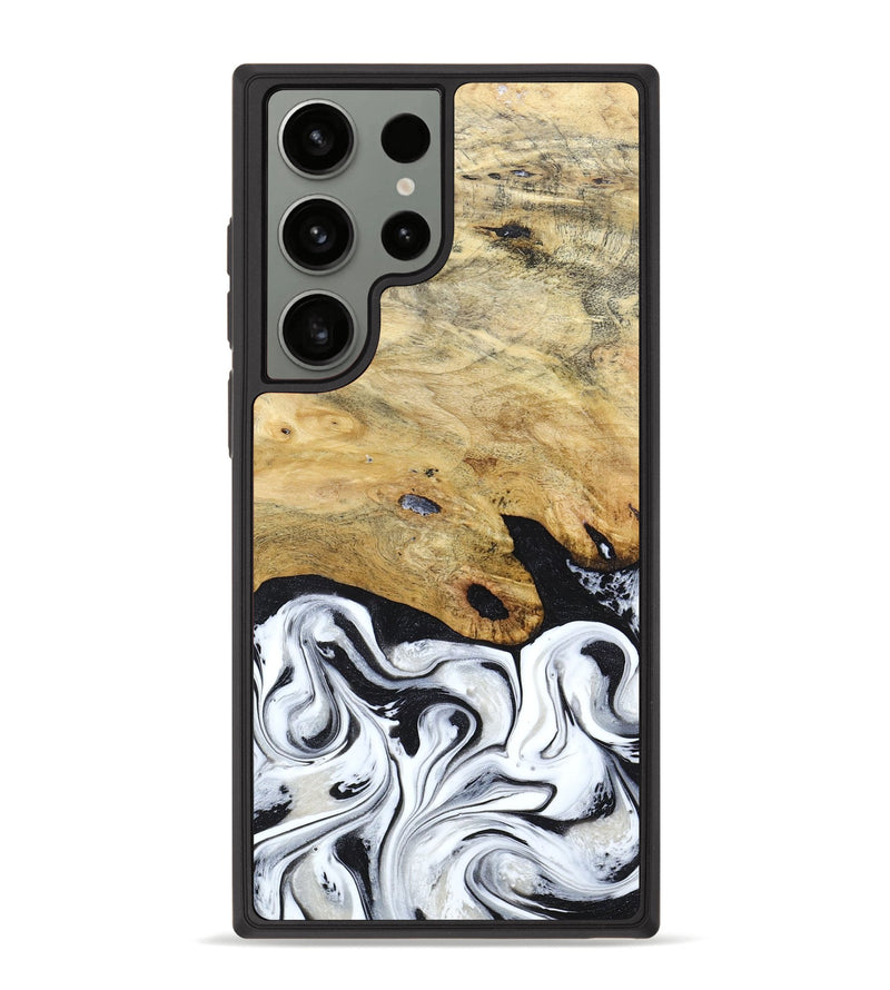 Galaxy S23 Ultra Wood+Resin Phone Case - Francis (Black & White, 669522)