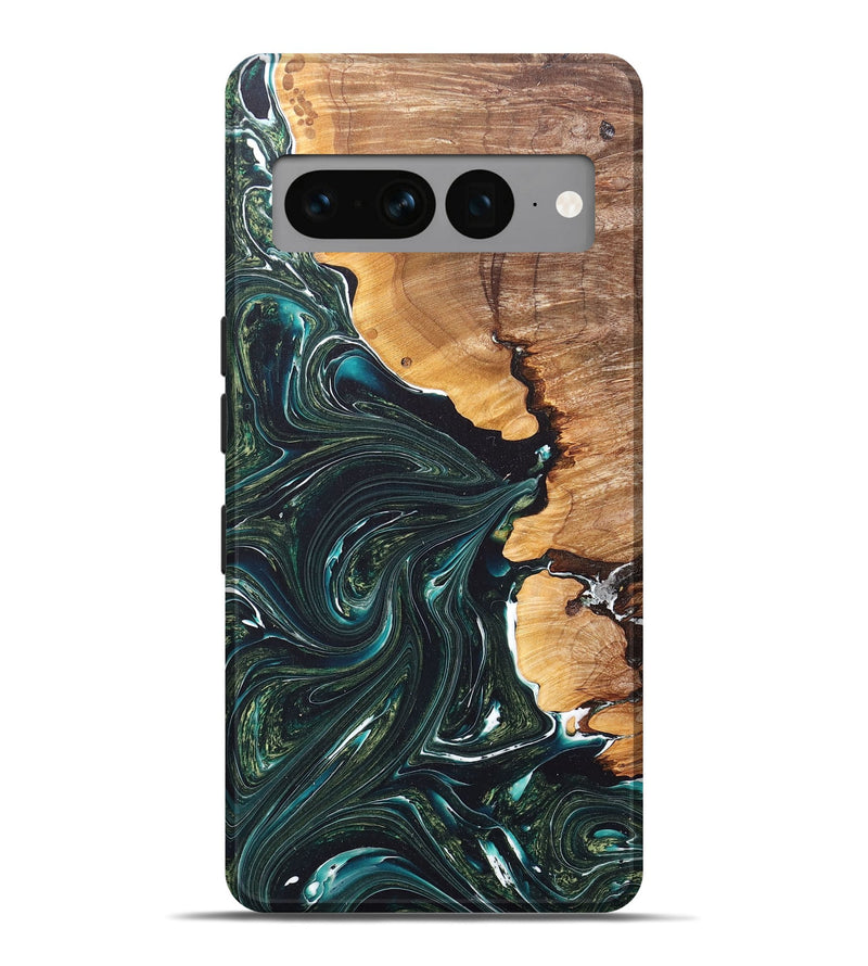 Pixel 7 Pro Wood+Resin Live Edge Phone Case - Ari (Green, 669528)