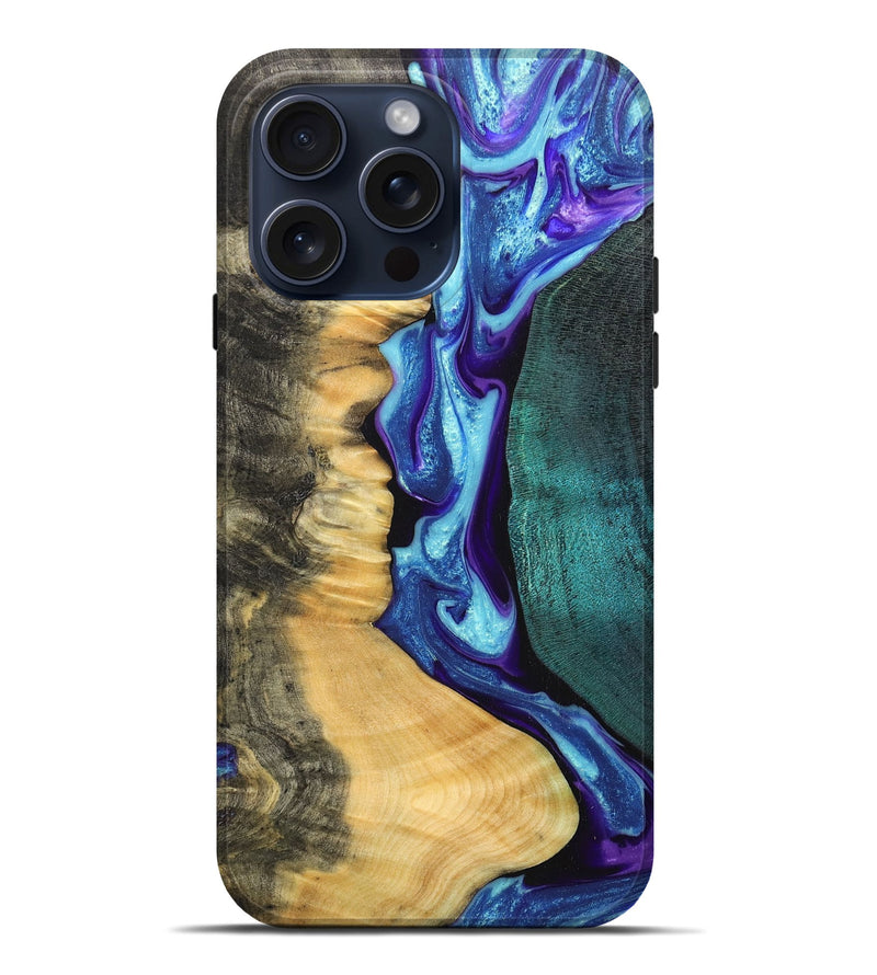 iPhone 15 Pro Max Wood+Resin Live Edge Phone Case - Nadia (Purple, 669537)