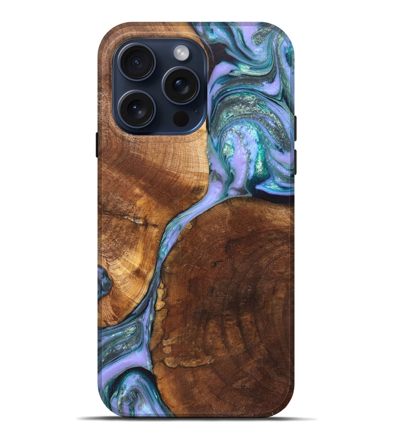 iPhone 15 Pro Max Wood+Resin Live Edge Phone Case - Effie (Purple, 669539)