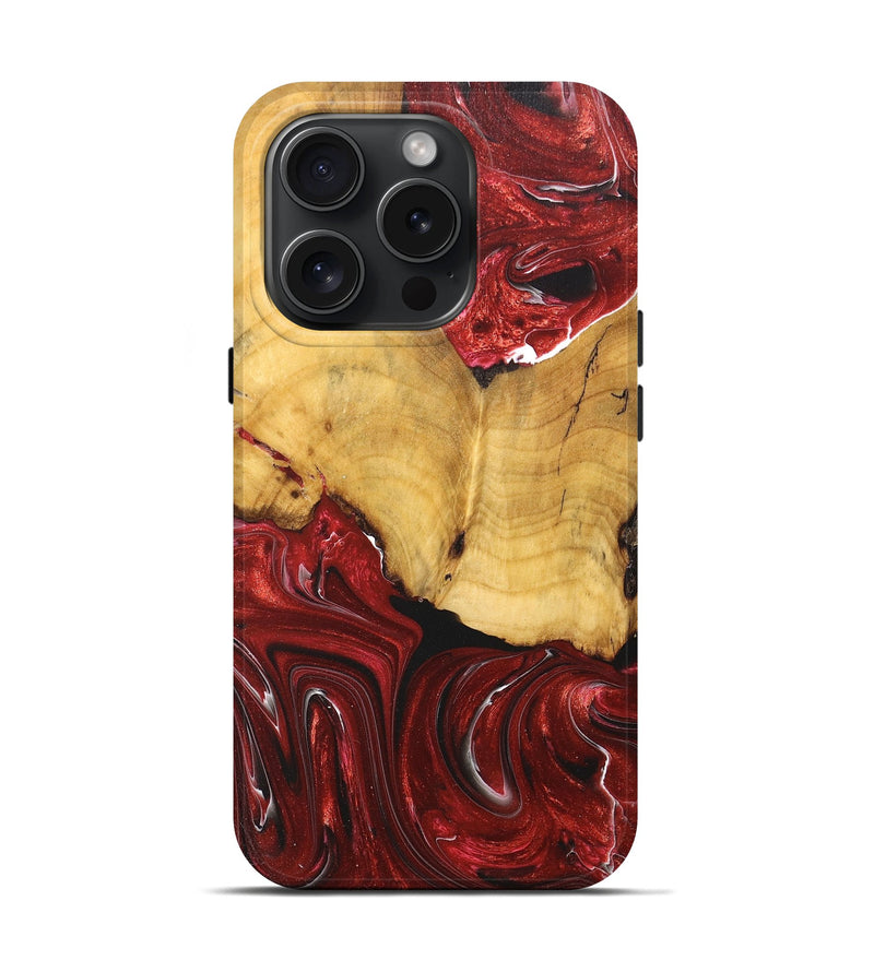 iPhone 15 Pro Wood+Resin Live Edge Phone Case - Luann (Red, 669542)