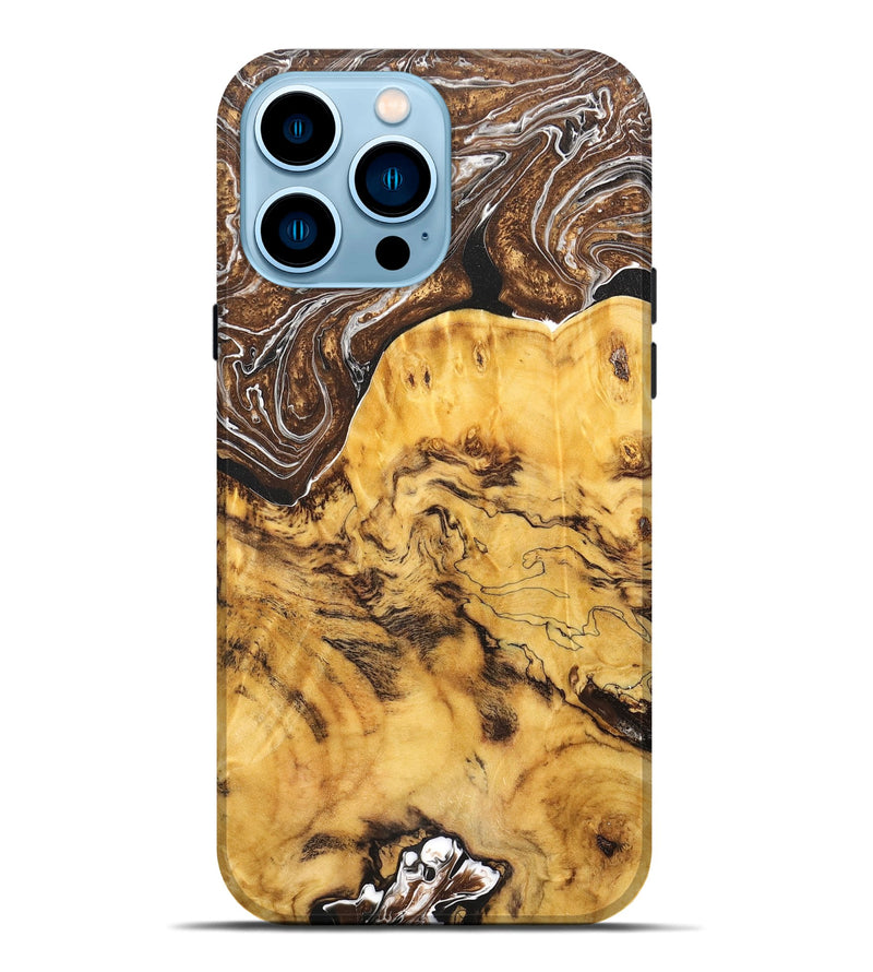 iPhone 14 Pro Max Wood+Resin Live Edge Phone Case - Mason (Black & White, 669543)