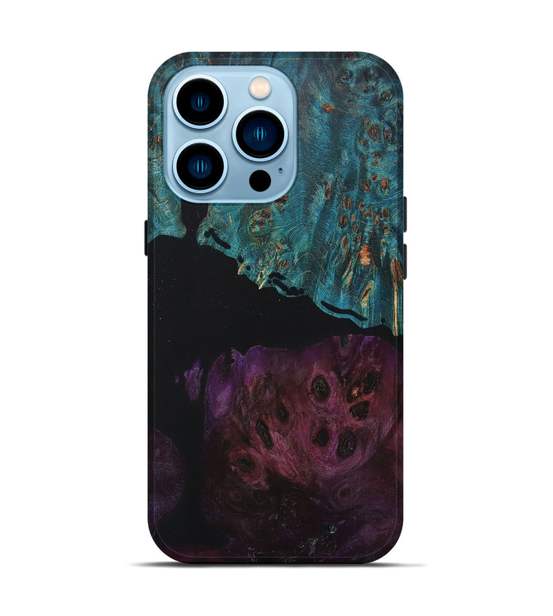 iPhone 14 Pro Wood+Resin Live Edge Phone Case - Alton (Pure Black, 669555)