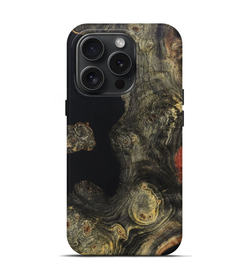 iPhone 15 Pro Wood+Resin Live Edge Phone Case - Alexis (Pure Black, 669556)
