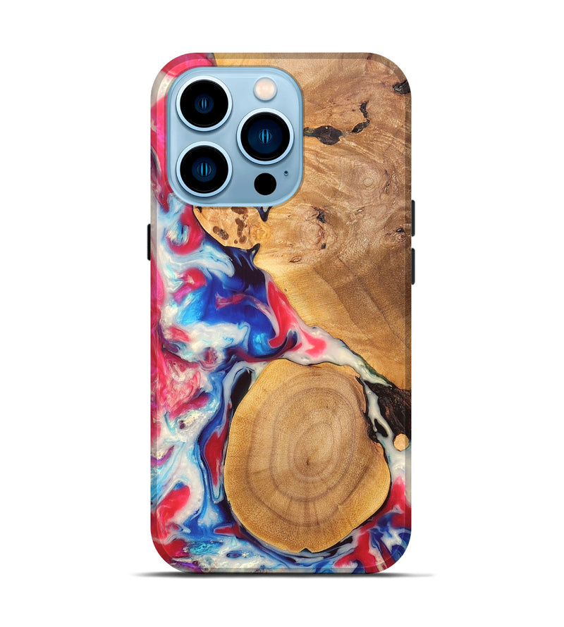 iPhone 14 Pro Wood+Resin Live Edge Phone Case - Anthony (Blue, 669570)