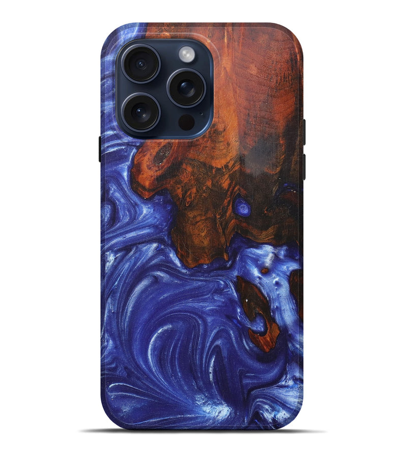 iPhone 15 Pro Max Wood+Resin Live Edge Phone Case - Kingston (Blue, 669583)
