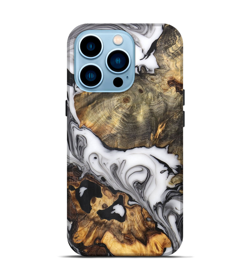 iPhone 14 Pro Wood+Resin Live Edge Phone Case - Lane (Black & White, 669586)