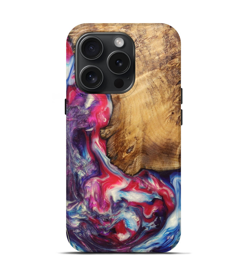 iPhone 15 Pro Wood+Resin Live Edge Phone Case - Remy (Blue, 669592)