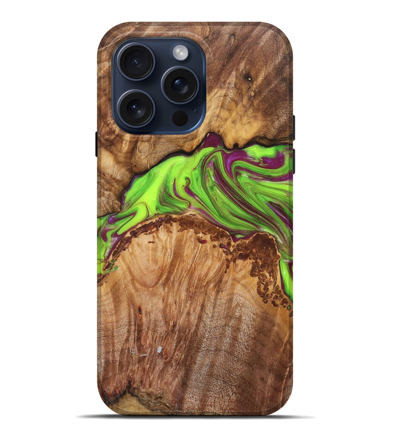 iPhone 15 Pro Max Wood+Resin Live Edge Phone Case - Madalyn (Purple, 669593)
