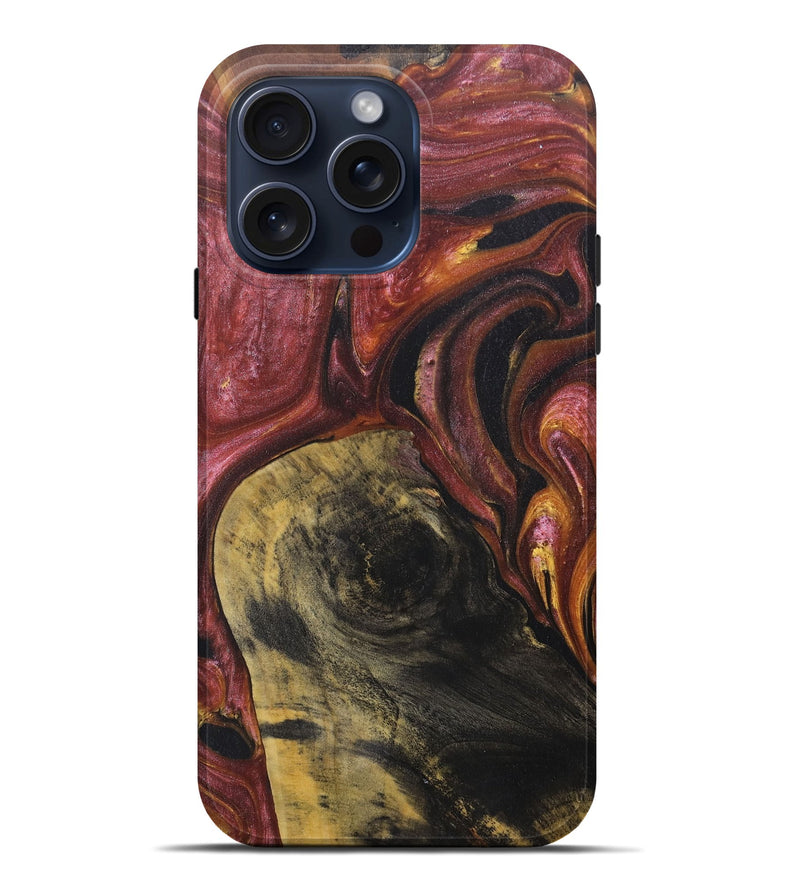 iPhone 15 Pro Max Wood+Resin Live Edge Phone Case - Jeffrey (Red, 669602)