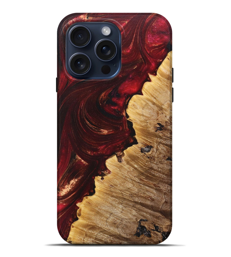 iPhone 15 Pro Max Wood+Resin Live Edge Phone Case - Anderson (Red, 669605)