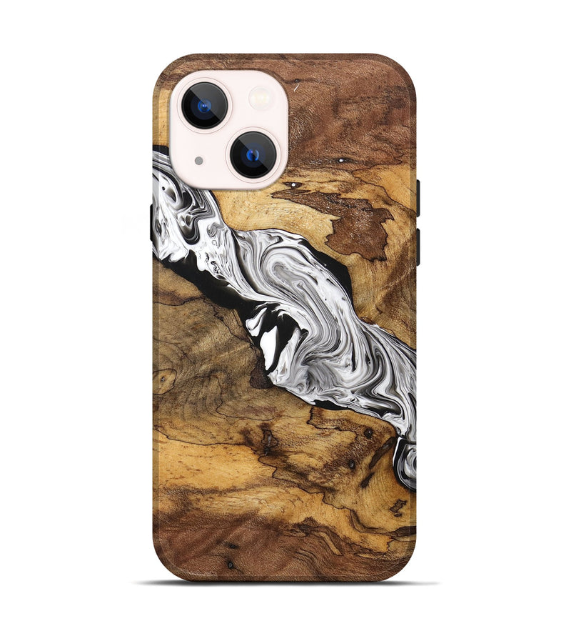 iPhone 14 Wood+Resin Live Edge Phone Case - Melissa (Black & White, 669607)