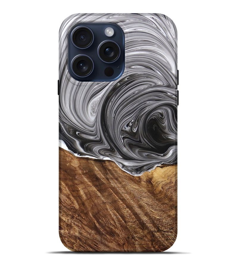 iPhone 15 Pro Max Wood+Resin Live Edge Phone Case - Lennox (Black & White, 669608)
