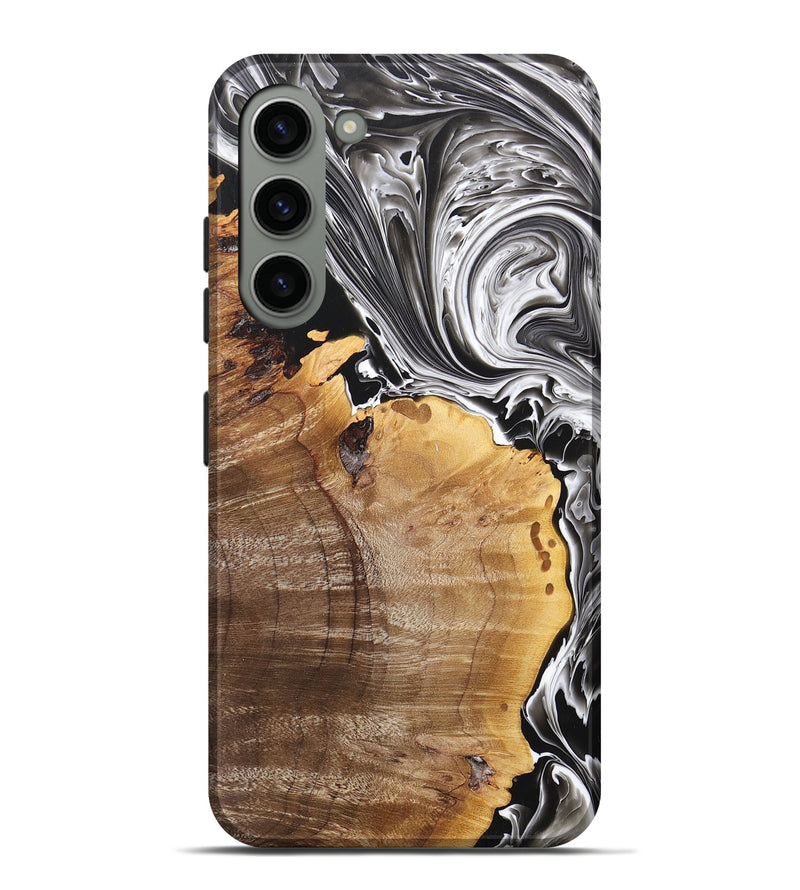 Galaxy S23 Plus Wood+Resin Live Edge Phone Case - Janiya (Black & White, 669610)