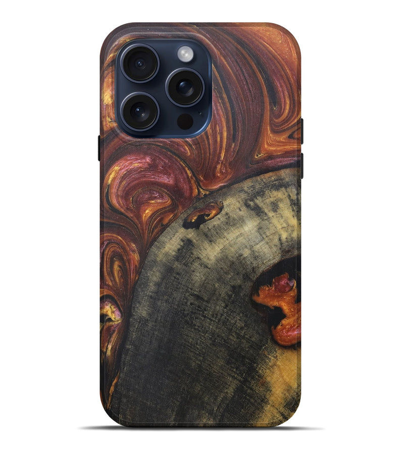 iPhone 15 Pro Max Wood+Resin Live Edge Phone Case - Toni (Red, 669612)