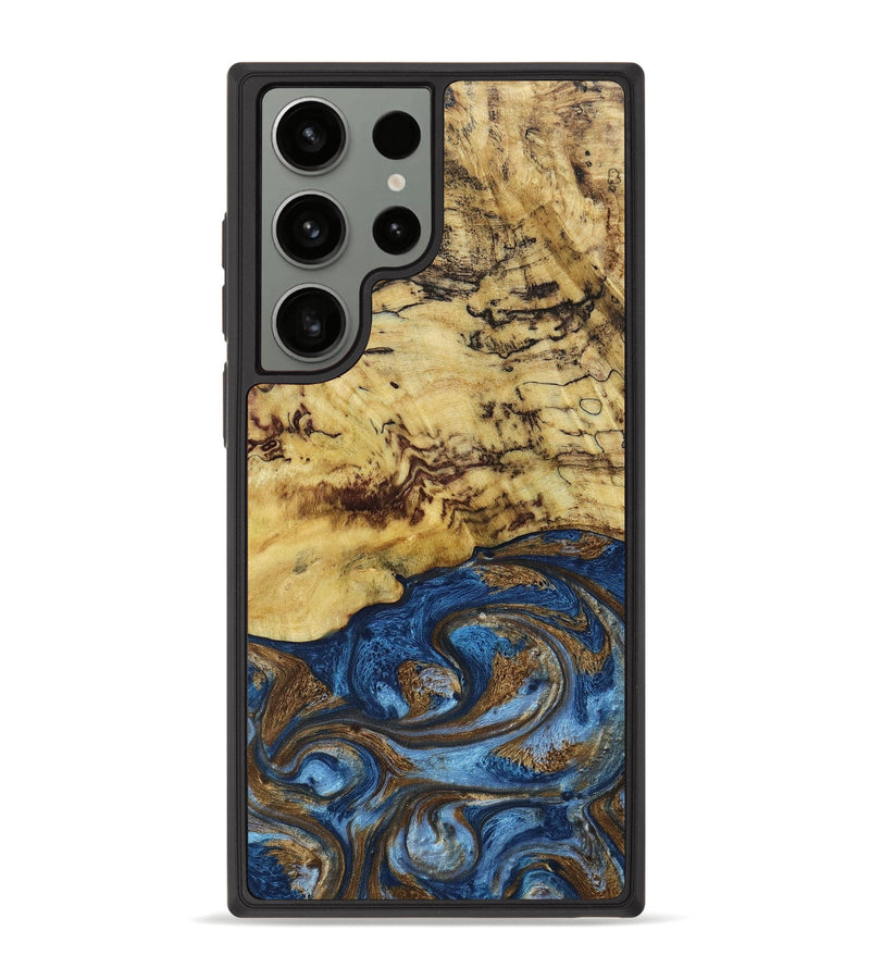 Galaxy S23 Ultra Wood+Resin Phone Case - Marian (Teal & Gold, 669682)