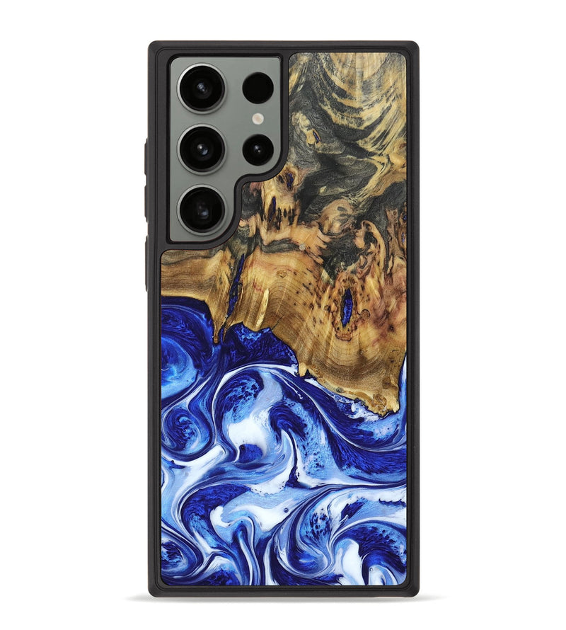 Galaxy S23 Ultra Wood+Resin Phone Case - Emma (Blue, 669717)