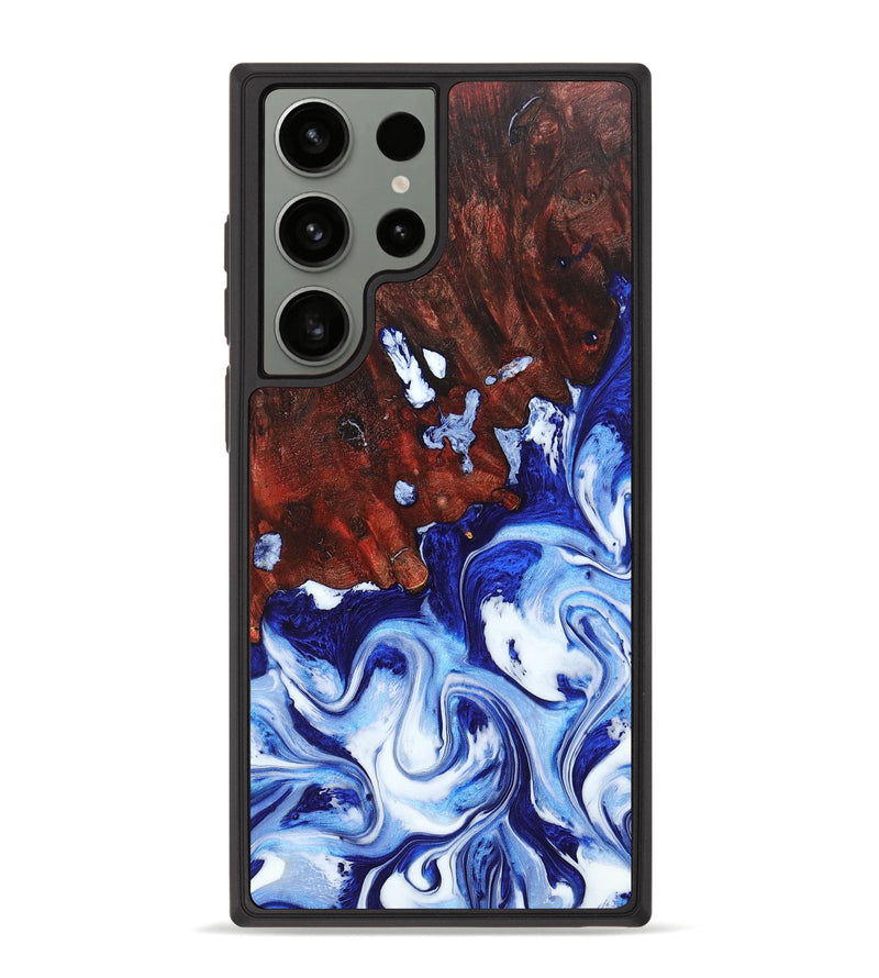 Galaxy S23 Ultra Wood+Resin Phone Case - Pat (Blue, 669723)