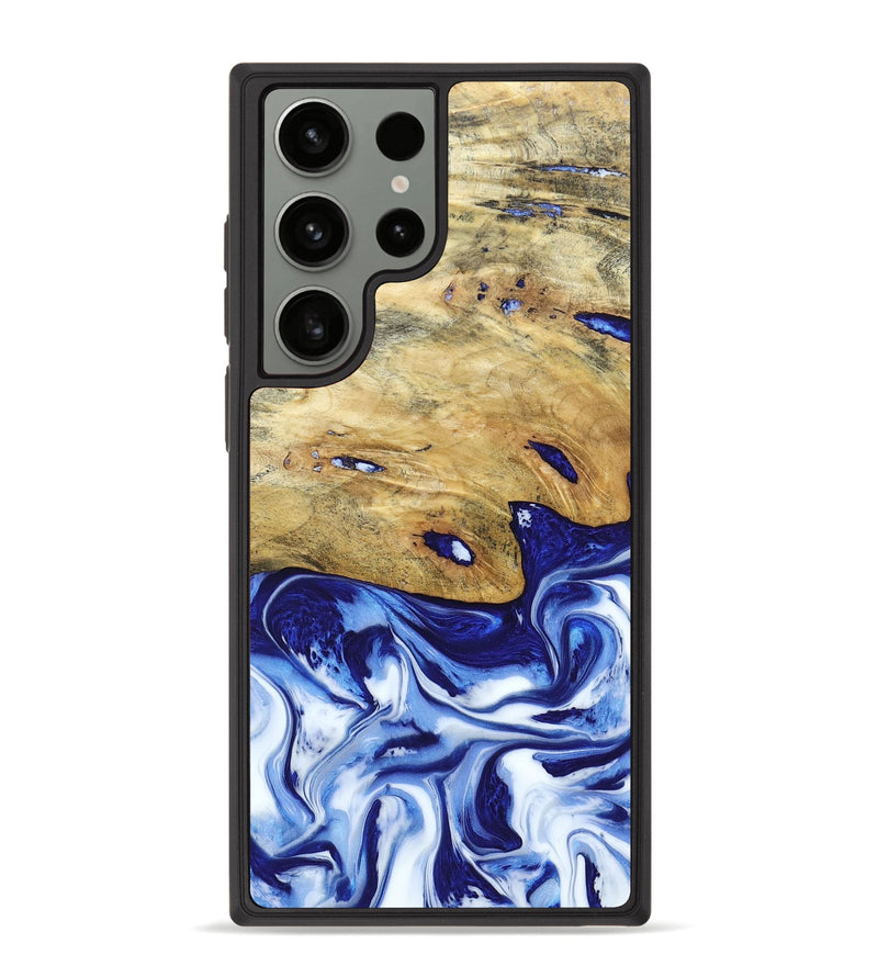 Galaxy S23 Ultra Wood+Resin Phone Case - Sheri (Blue, 669727)