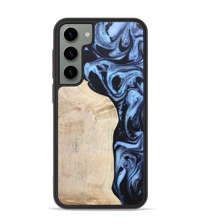 Galaxy S23 Plus Wood+Resin Phone Case - Solomon (Blue, 669736)