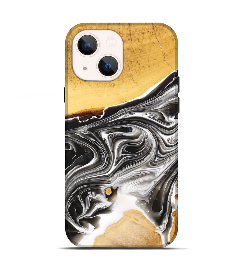 iPhone 13 Wood+Resin Live Edge Phone Case - Sutton (Black & White, 669756)