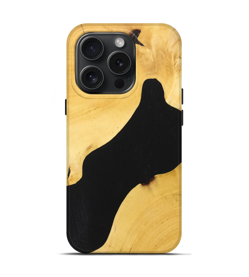 iPhone 15 Pro Wood+Resin Live Edge Phone Case - Jerry (Pure Black, 669758)