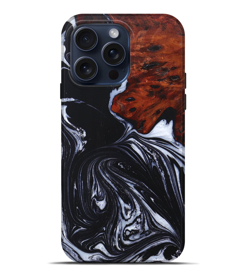 iPhone 15 Pro Max Wood+Resin Live Edge Phone Case - Vicki (Black & White, 669760)