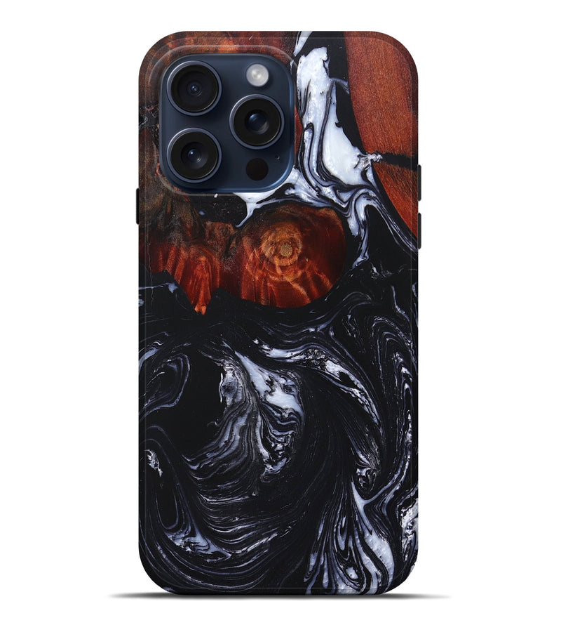 iPhone 15 Pro Max Wood+Resin Live Edge Phone Case - Lilith (Black & White, 669761)