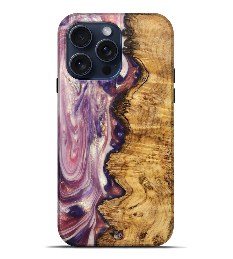 iPhone 15 Pro Max Wood+Resin Live Edge Phone Case - London (Purple, 669763)