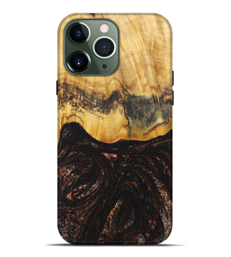 iPhone 13 Pro Max Wood+Resin Live Edge Phone Case - Alayah (Black & White, 669768)