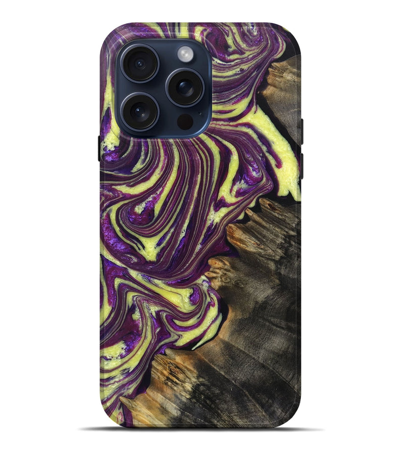 iPhone 15 Pro Max Wood+Resin Live Edge Phone Case - Katina (Purple, 669770)