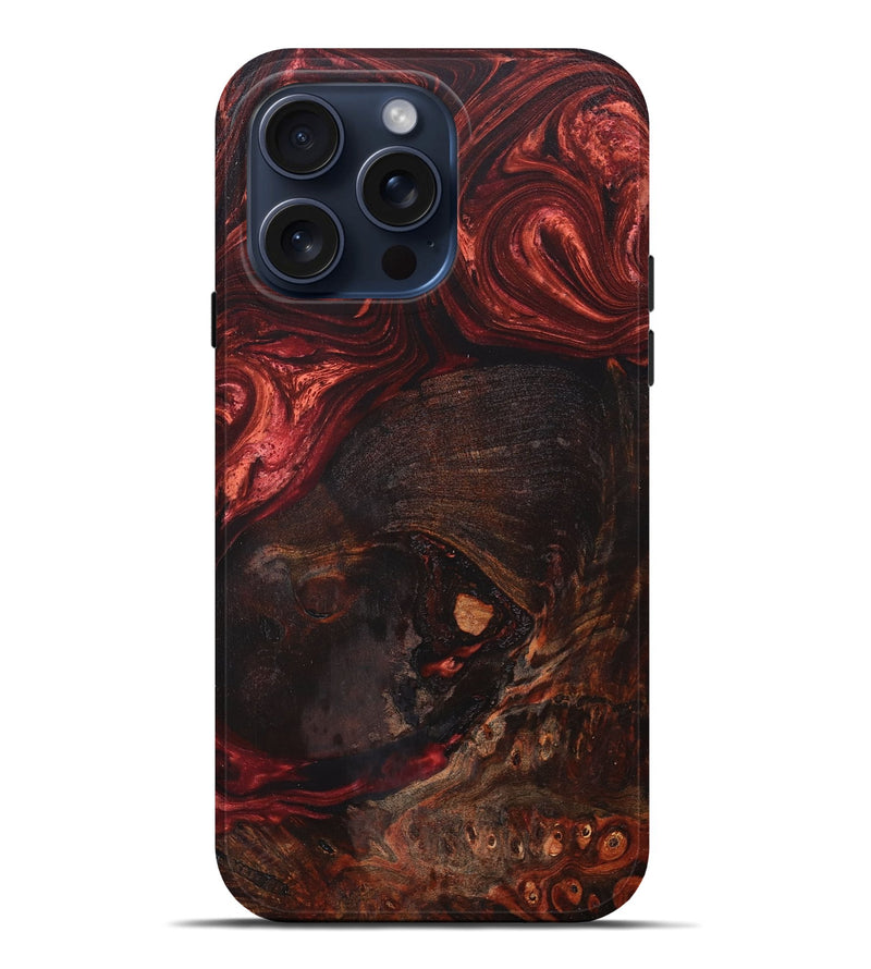 iPhone 15 Pro Max Wood+Resin Live Edge Phone Case - Randal (Red, 669790)