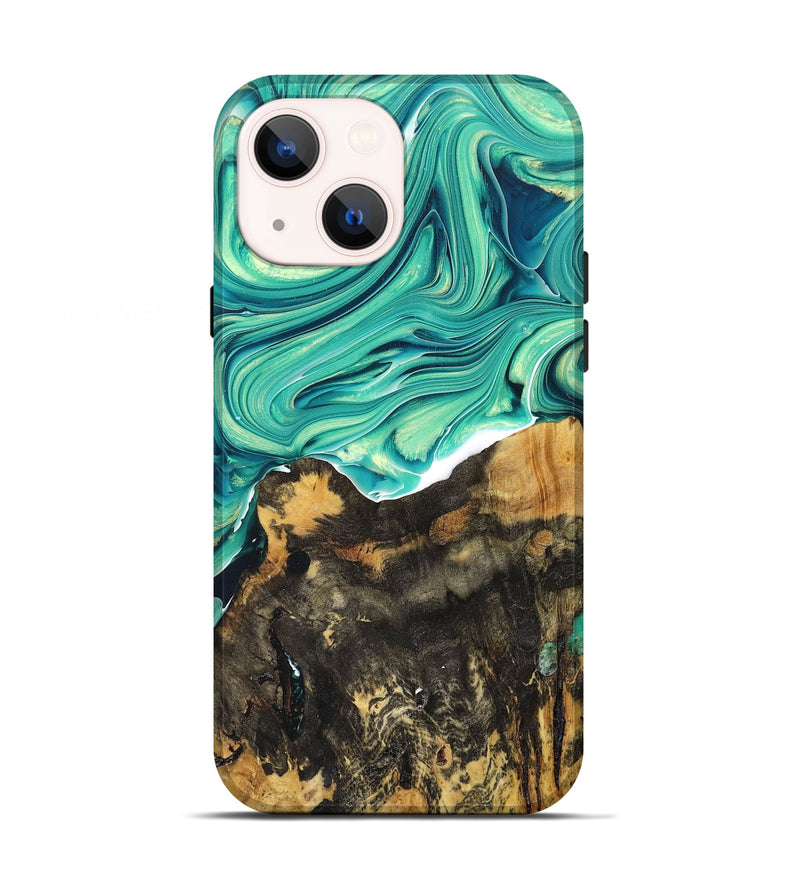 iPhone 13 Wood+Resin Live Edge Phone Case - Braxton (Green, 669798)