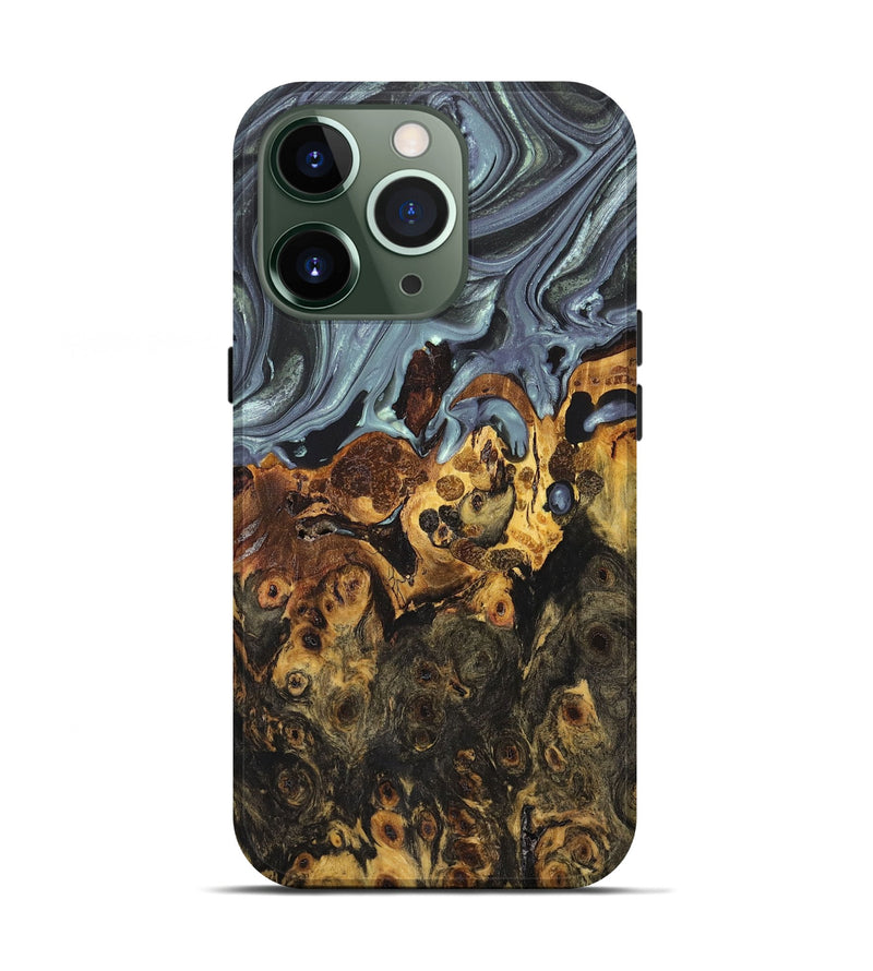 iPhone 13 Pro Wood+Resin Live Edge Phone Case - Ericka (Green, 669799)