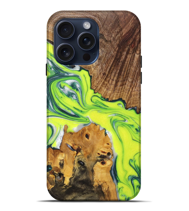 iPhone 15 Pro Max Wood+Resin Live Edge Phone Case - George (Green, 669801)