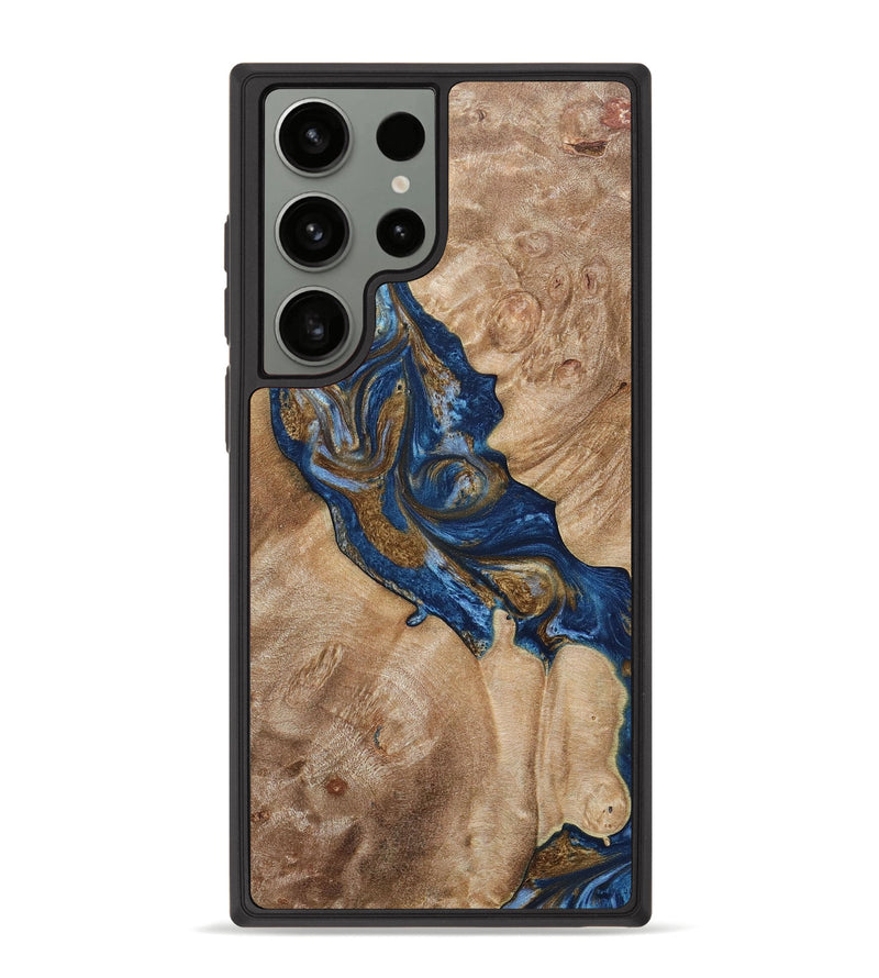 Galaxy S23 Ultra Wood+Resin Phone Case - Jorge (Teal & Gold, 669829)