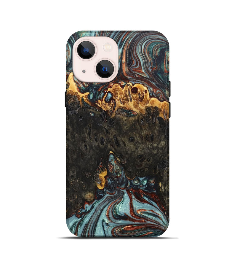 iPhone 13 mini Wood+Resin Live Edge Phone Case - Jessie (Green, 669957)